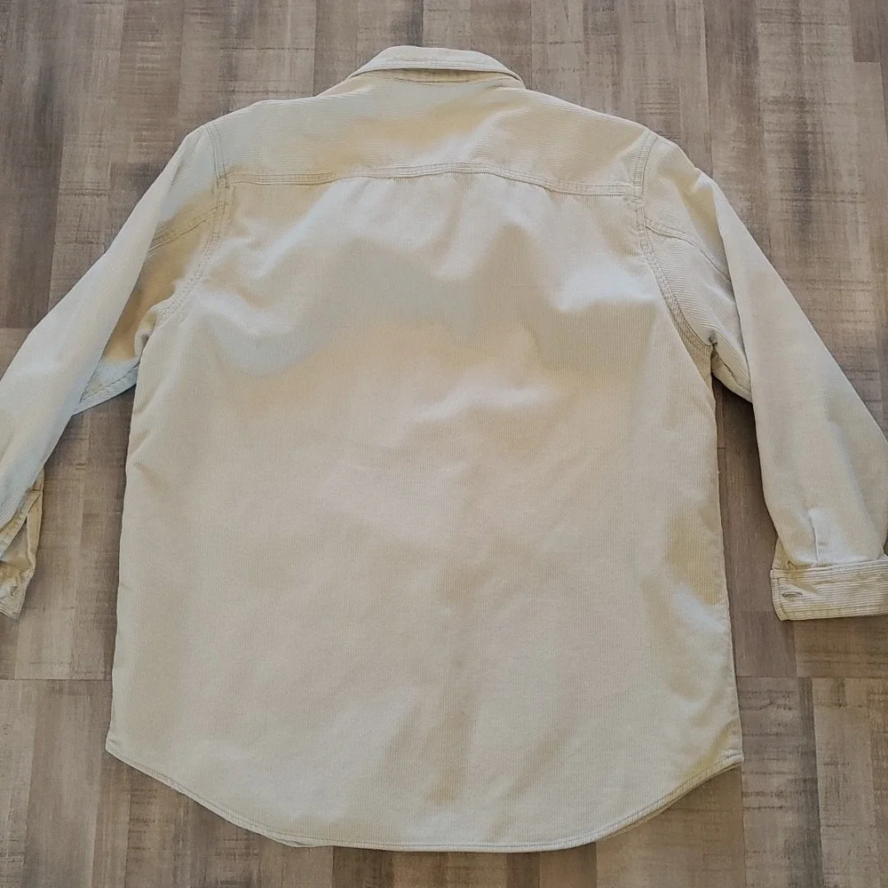 VTG Stefano Basics Black Men's Corduroy Shirt Shacket Large Beige Cream 2 Pocket